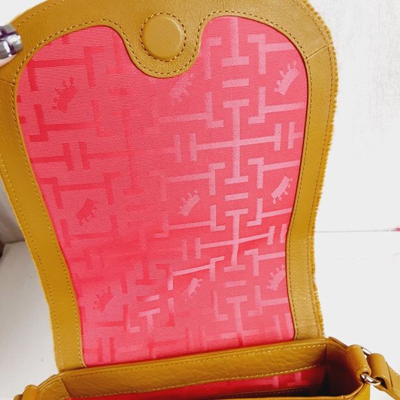 Elaine Turner Cam Crosssbody Bag Calf Hair Golden Flag Handbag with Dust Bag - Picture 14 of 16